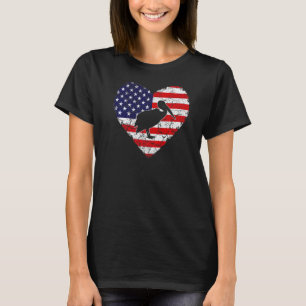 Vintage Heart Pelican Animal Retro Us American Fla T-Shirt