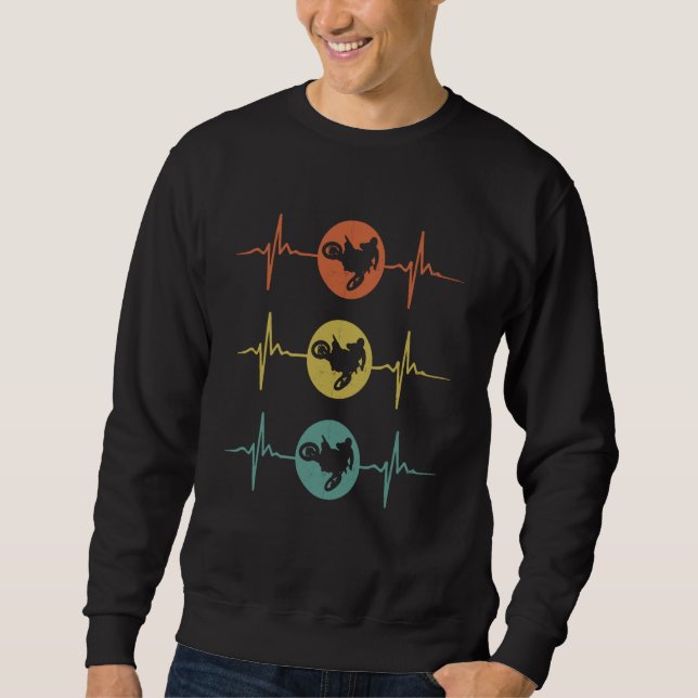 Vintage Heart Pulse Dirt Bike Rider Sweatshirt (Front)