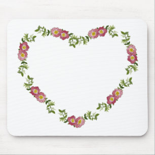 Vintage Heart-Shaped Wreath of Flowers for Mum Mouse Pad