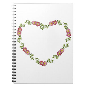 Vintage Heart-Shaped Wreath of Flowers for Mum Notebook