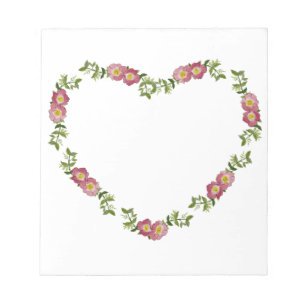 Vintage Heart-Shaped Wreath of Flowers for Mum Notepad