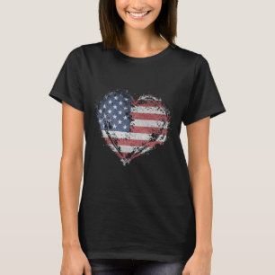 Vintage Heart Shirt American Flag Usa Patriotic 4t