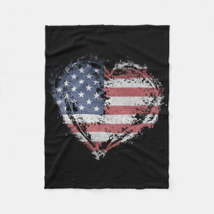 Vintage Heart Shirt American Flag Usa Patriotic 4t Fleece Blanket