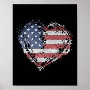 Vintage Heart Shirt American Flag Usa Patriotic 4t Poster