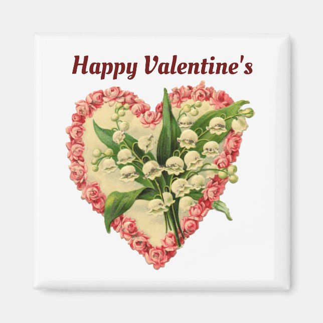 Vintage Heart Square Magnet (Front)