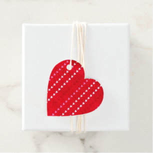 Vintage Heart Striped Fabric Love Valentine Red Favour Tags