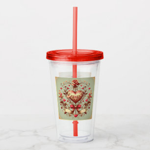 Vintage Heart Valentine's day xoxo Acrylic Tumbler