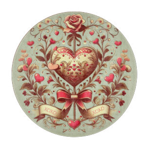 Vintage Heart Valentine's day xoxo Cutting Board