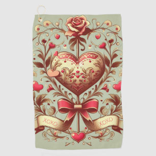 Vintage Heart Valentine's day xoxo  Golf Towel