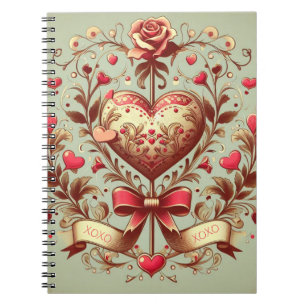 Vintage Heart Valentine's day xoxo  Notebook