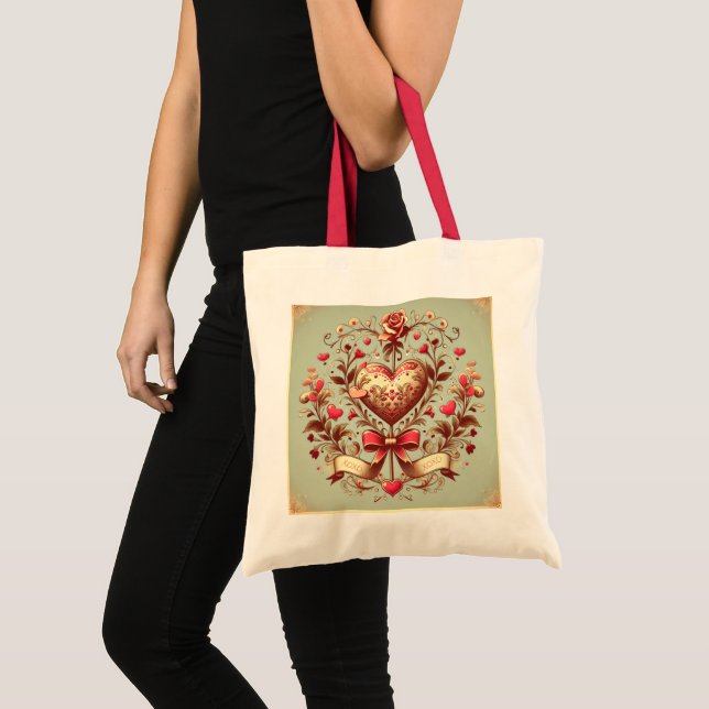 Vintage Heart Valentine's day xoxo  Tote Bag (Front (Product))