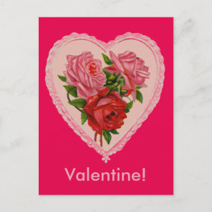 Vintage Heart with Roses Postcard