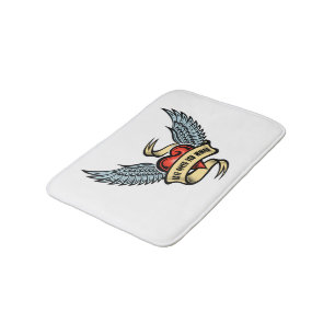 Vintage Heart With Wings Bath Mat