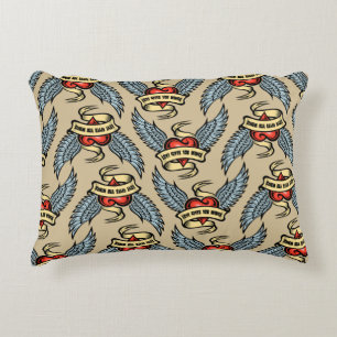 Vintage Heart With Wings Decorative Cushion