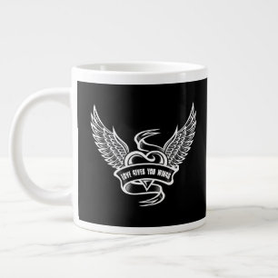 Vintage Heart With Wings Large Coffee Mug