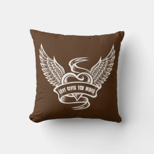 Vintage Heart With Wings, Love Gives You Wings Cushion