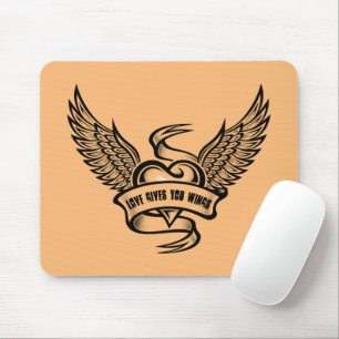 Vintage Heart With Wings, Love Gives You Wings Mouse Pad