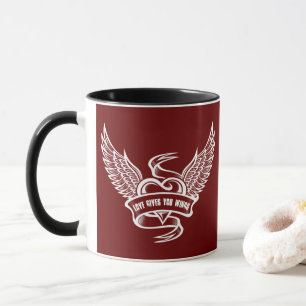 Vintage Heart With Wings, Love Gives You Wings Mug