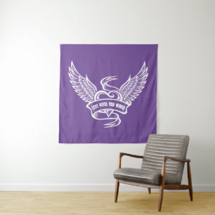 Vintage Heart With Wings, Love Gives You Wings Tapestry