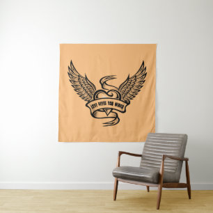 Vintage Heart With Wings, Love Gives You Wings Tapestry