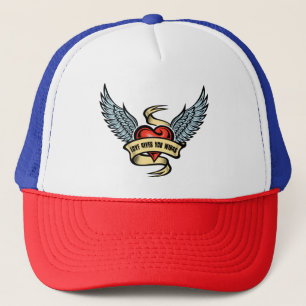 Vintage Heart With Wings, Love Gives You Wings Trucker Hat