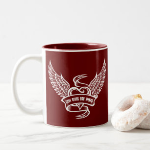 Vintage Heart With Wings, Love Gives You Wings Two-Tone Coffee Mug
