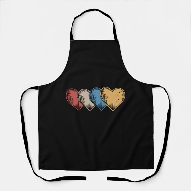 Vintage Hearts Cool Retro Valentines Day Gift  Apron (Front)