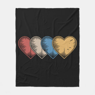 Vintage Hearts Cool Retro Valentines Day Gift  Fleece Blanket