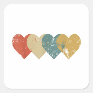 Vintage Hearts Cool Retro Valentines Day Gift for Square Sticker