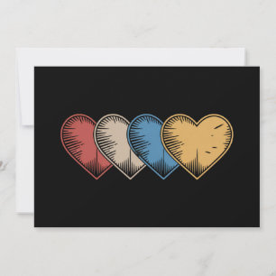 Vintage Hearts Cool Retro Valentines Day Gift Holiday Card