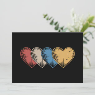 Vintage Hearts Cool Retro Valentines Day Gift  Invitation