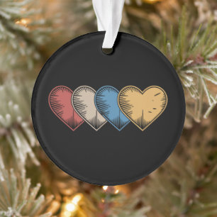 Vintage Hearts Cool Retro Valentines Day Gift  Ornament