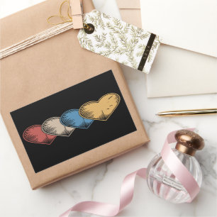 Vintage Hearts Cool Retro Valentines Day Gift  Rectangular Sticker