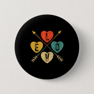 Vintage Hearts Cool Retro Valentines Day Gift Tee 6 Cm Round Badge