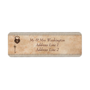 Vintage Hearts Lock and Key Return Address Label