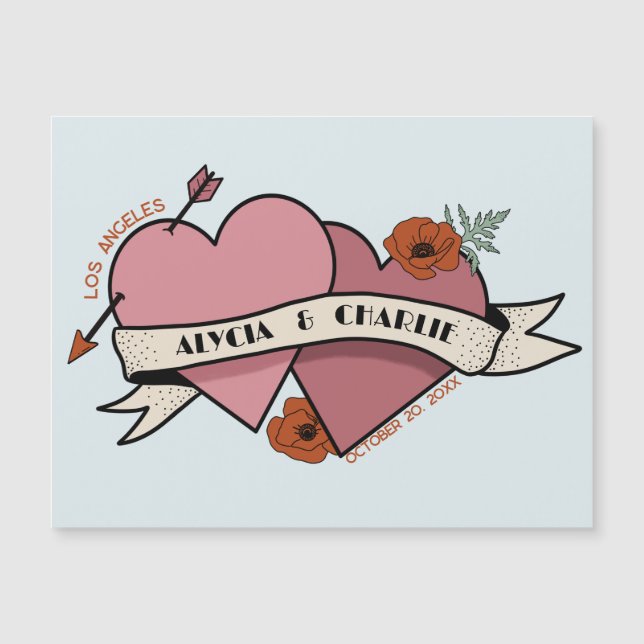 Vintage Hearts magnetic invitation wedding (Front)