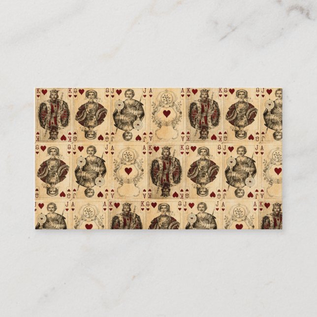 Vintage Hearts Playing Cards Queen King Jack Ace (Front)