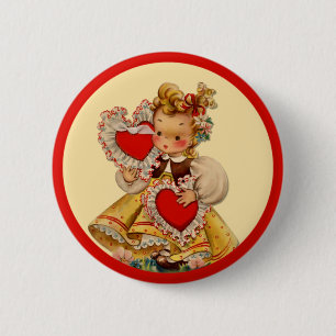 Vintage Hearts Sweetheart 6 Cm Round Badge