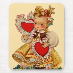 Vintage Hearts Sweetheart Mouse Pad