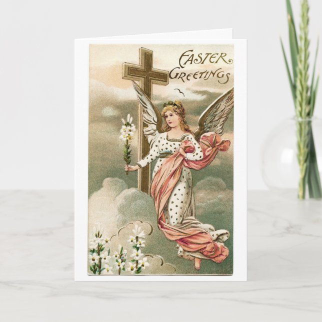 Vintage Heavenly Easter Angel, Holiday Card (Front)