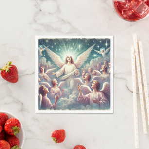Vintage Heavenly Host of Angels Nativity Decoupage Napkin