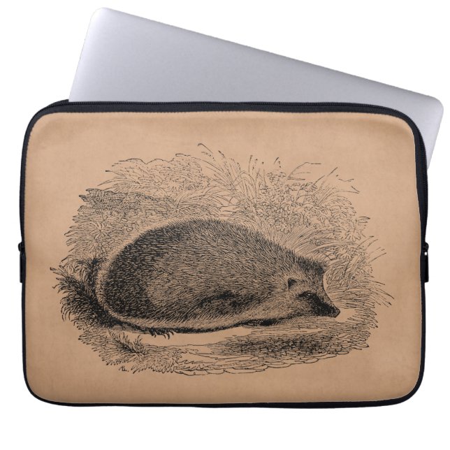 Vintage Hedgehog 1800s Hedgehogs Illustration Laptop Sleeve (Front)