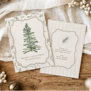 Vintage Heirloom Christmas Holiday Tree Brown Card