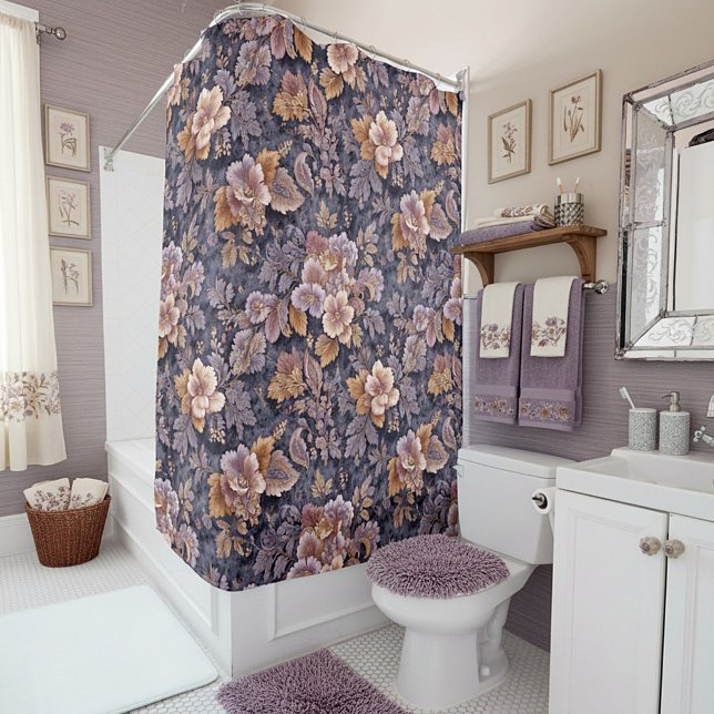Vintage Heirloom Petals purple floral Shower Curtain (Creator Uploaded)