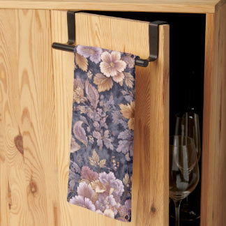 Vintage Heirloom Petals purple floral Tea Towel