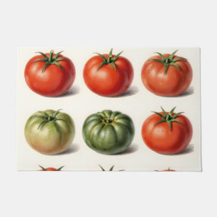 Vintage Heirloom Tomato Variety Botanical Grid Doormat