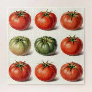 Vintage Heirloom Tomato Variety Botanical Grid Jigsaw Puzzle