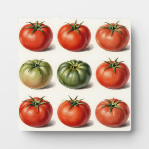 Vintage Heirloom Tomato Variety Botanical Grid Plaque