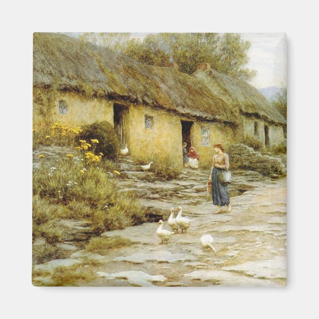Vintage Helen Allingham Irish Cottage Magnet (Front)
