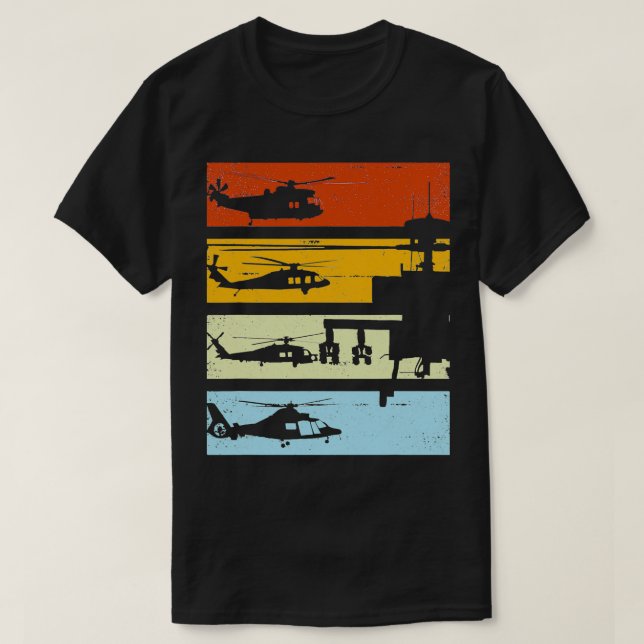 Vintage Helicopter Pilot Gift T-Shirt (Design Front)